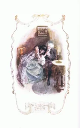 Wir hatten uns in eine gewisse Ruhe hineingeredet, aus The Vicar of Wakefield veröffentlicht von J M Dent & Son Ltd, 1920er Jahre